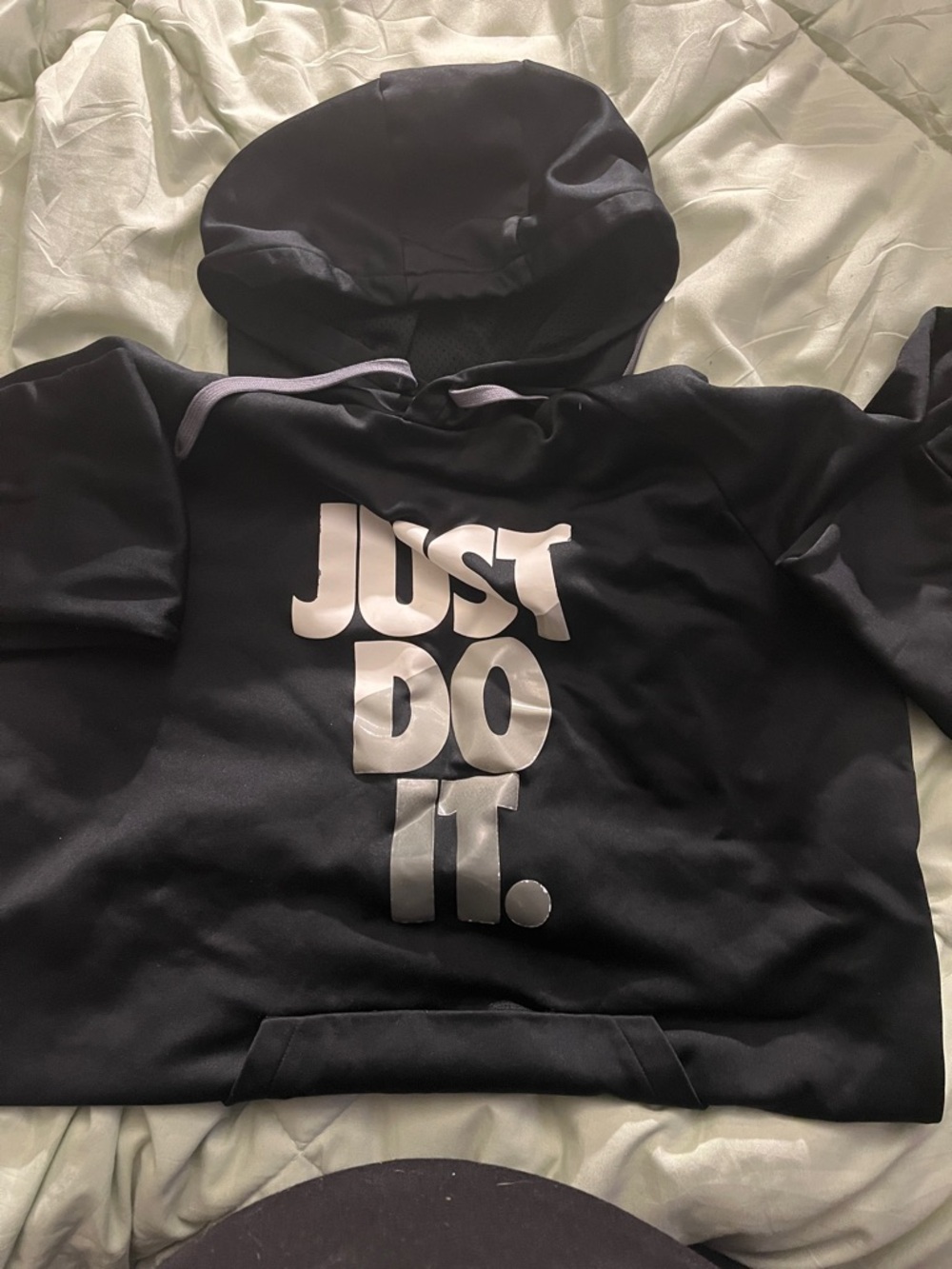 Nike Black Hoodie with White "Just Do It." Front Print